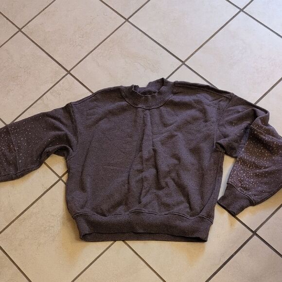 Lululemon X Soulcycle To The Beat Sweatshirt Heathered Antique Bark Terry Size 6 - Picture 2 of 10
